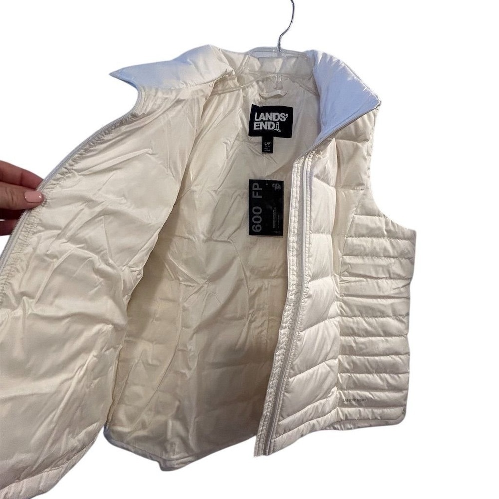 Lands’ End Women's Ivory Down‎ Puffer Vest Size L Petite Lightweight Casu… - Picture 5 of 14
